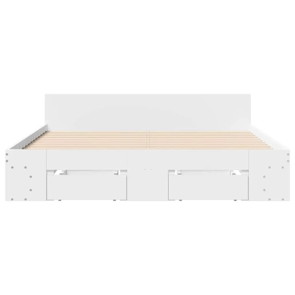 Bed Frame with Drawers White 150x200 cm Engineered Wood 3280741