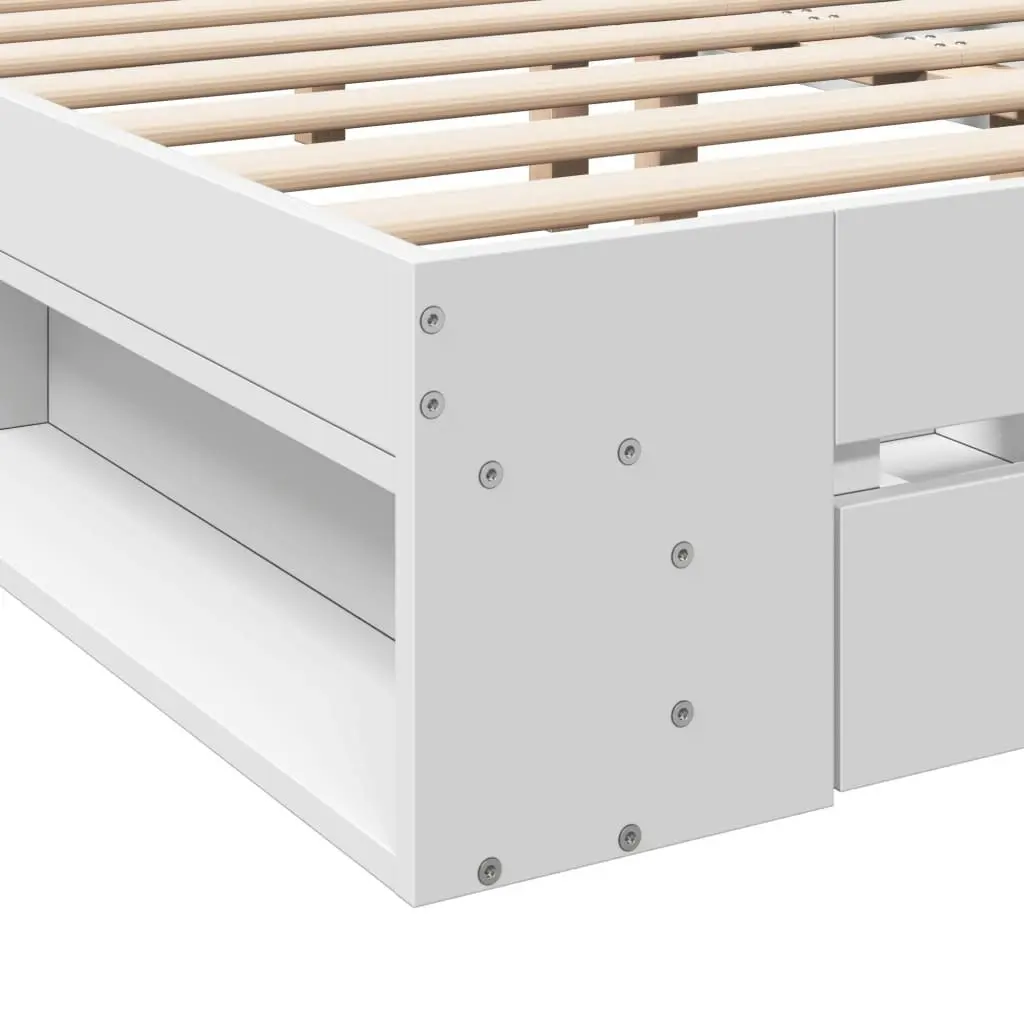 Bed Frame with Drawers White 150x200 cm Engineered Wood 3280741