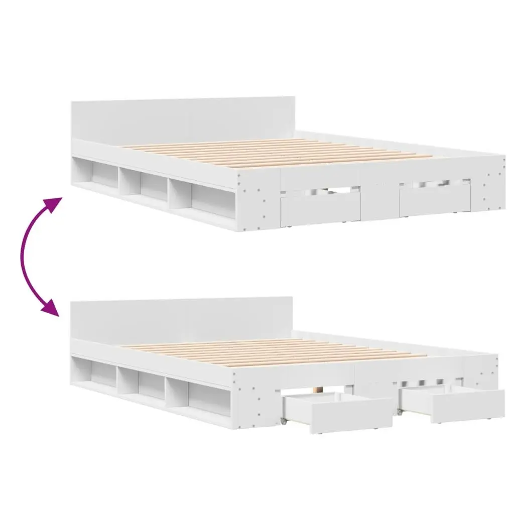 Bed Frame with Drawers without Mattress White 150x200 cm 3280741