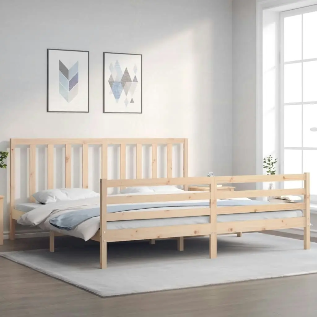 Bed Frame with Headboard 183x203 cm King Solid Wood 3193806