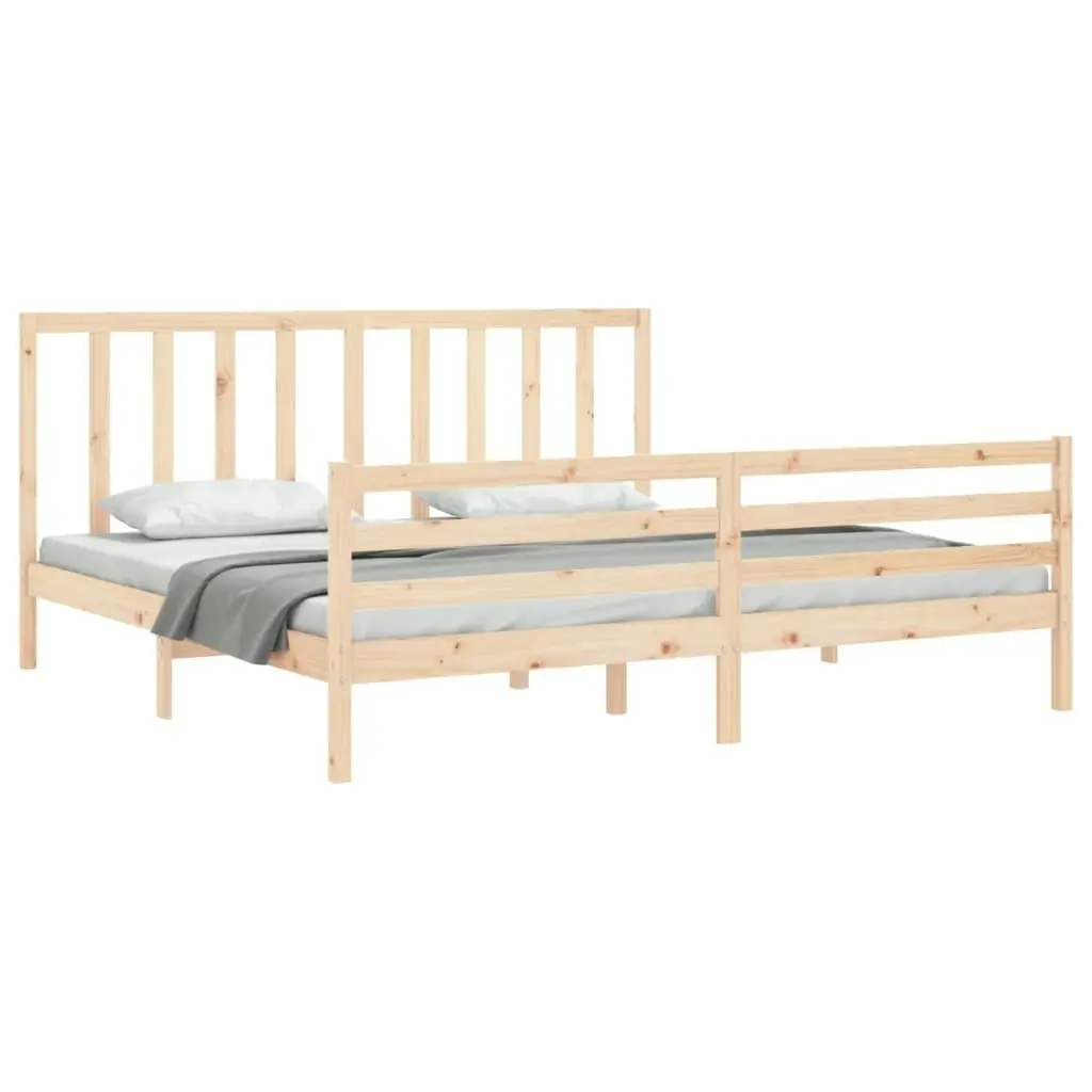 Bed Frame with Headboard 183x203 cm King Solid Wood 3193806