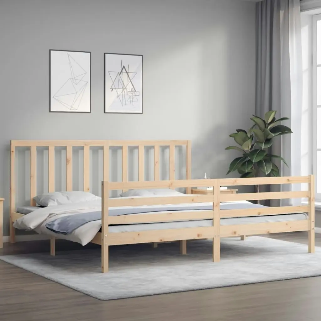 Bed Frame with Headboard 183x203 cm King Solid Wood 3193806