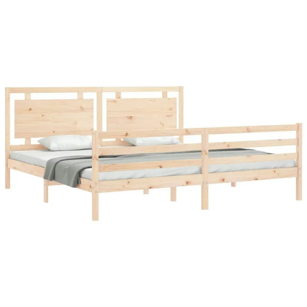 Bed Frame with Headboard 183x203 cm King Solid Wood 3194066