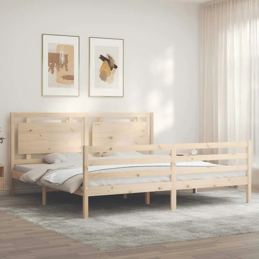 Bed Frame with Headboard 183x203 cm King Solid Wood 3194066