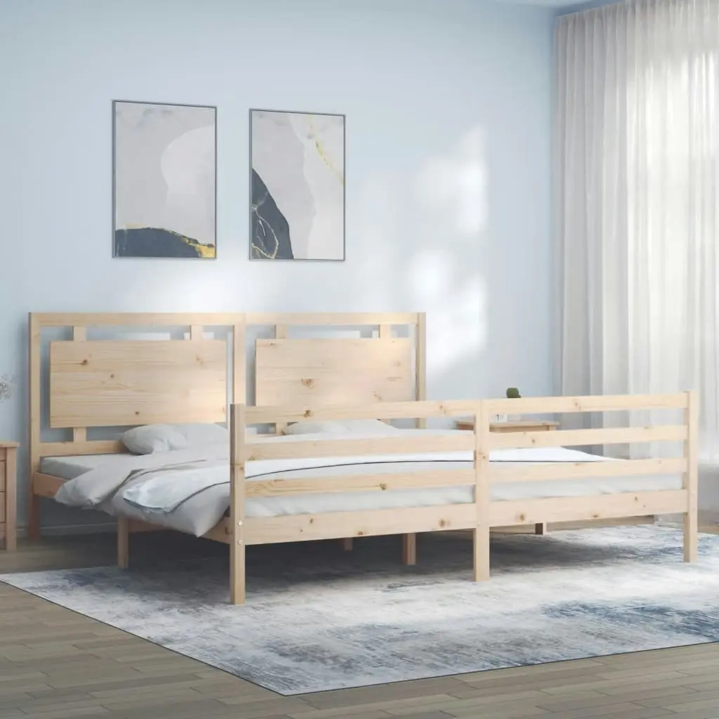 Bed Frame with Headboard 183x203 cm King Solid Wood 3194066