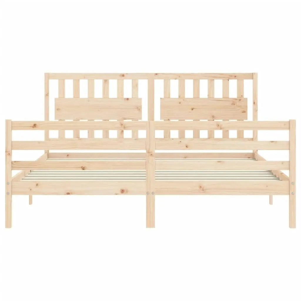 Bed Frame with Headboard 183x203 cm King Solid Wood 3194326