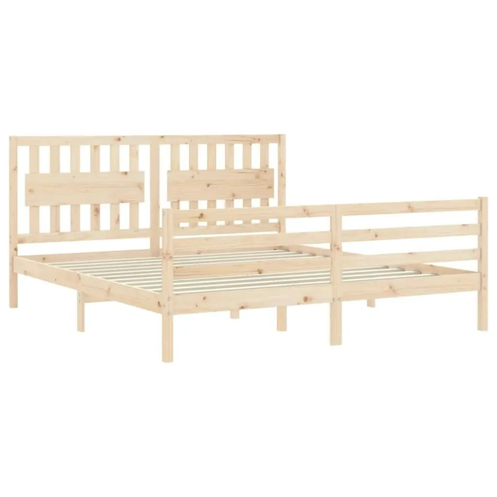 Bed Frame with Headboard 183x203 cm King Solid Wood 3194326