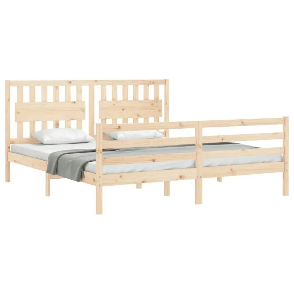 Bed Frame with Headboard 183x203 cm King Solid Wood 3194326