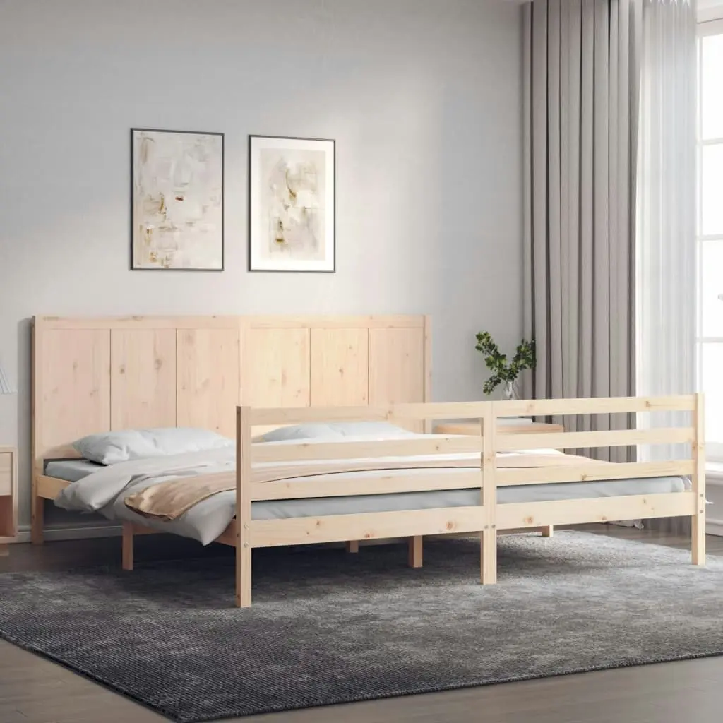 Bed Frame with Headboard 183x203 cm King Solid Wood 3194521