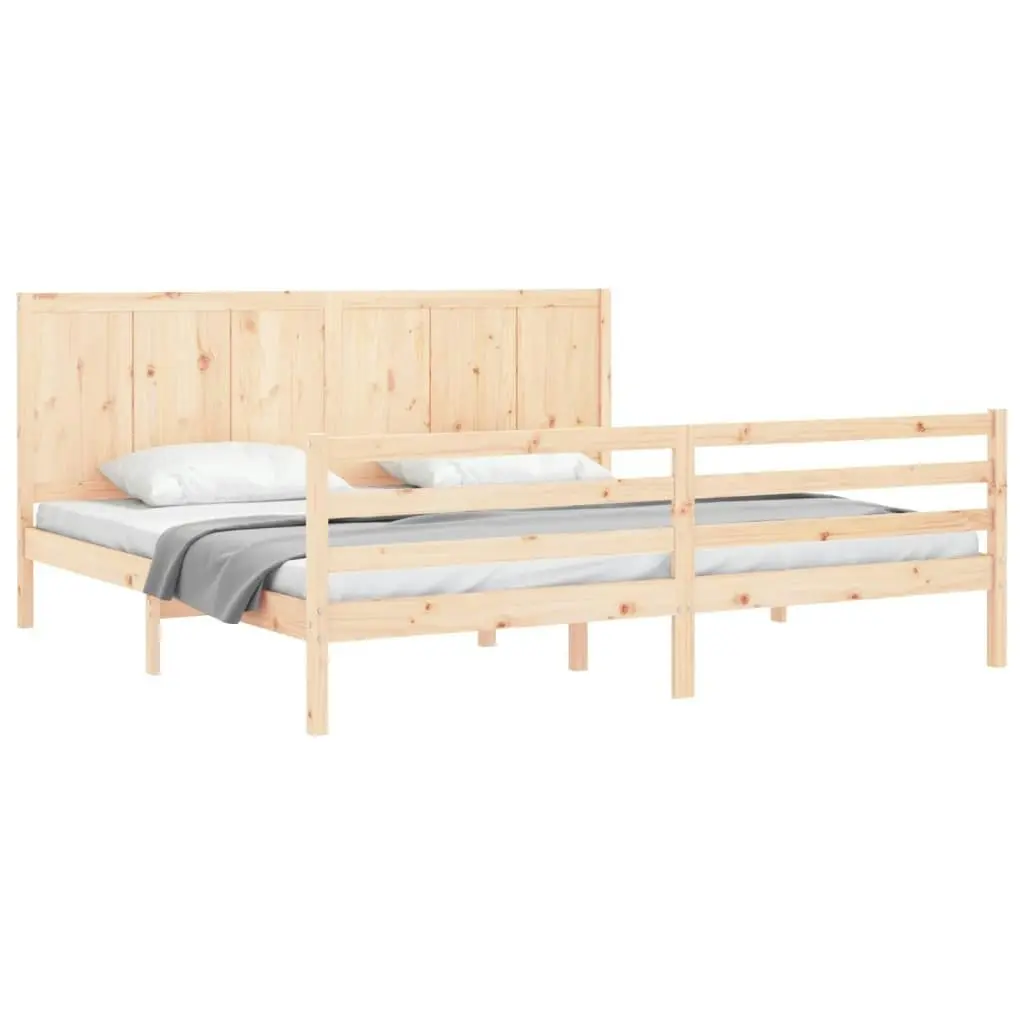 Bed Frame with Headboard 183x203 cm King Solid Wood 3194521