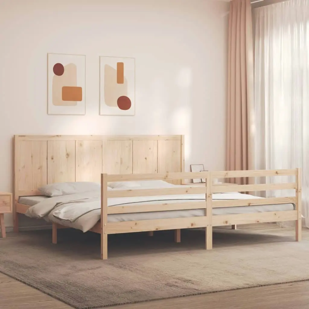 Bed Frame with Headboard 183x203 cm King Solid Wood 3194521