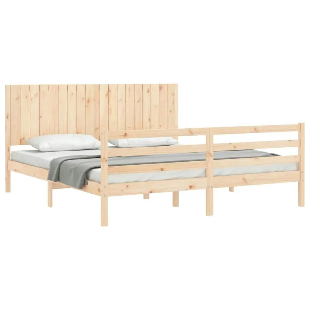 Bed Frame with Headboard 183x203 cm King Solid Wood 3194781