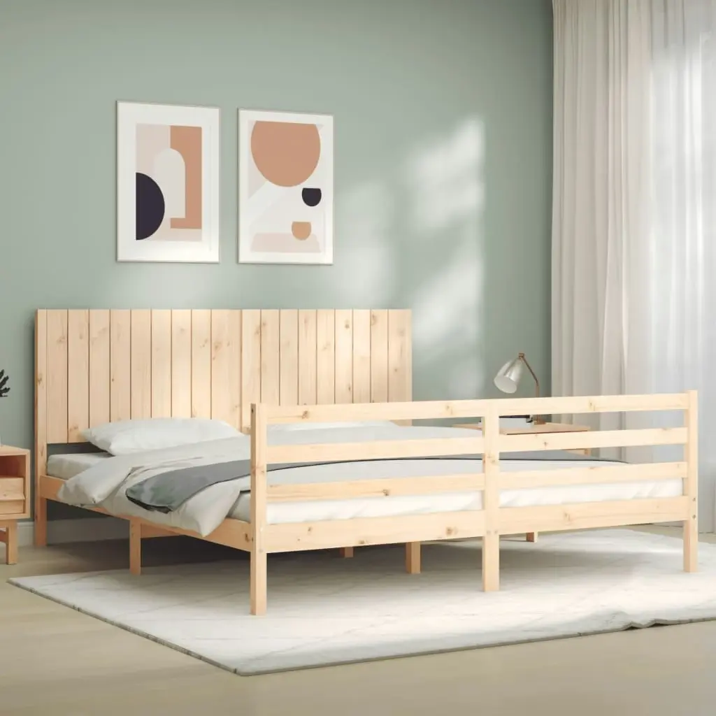 Bed Frame with Headboard 183x203 cm King Solid Wood 3194781