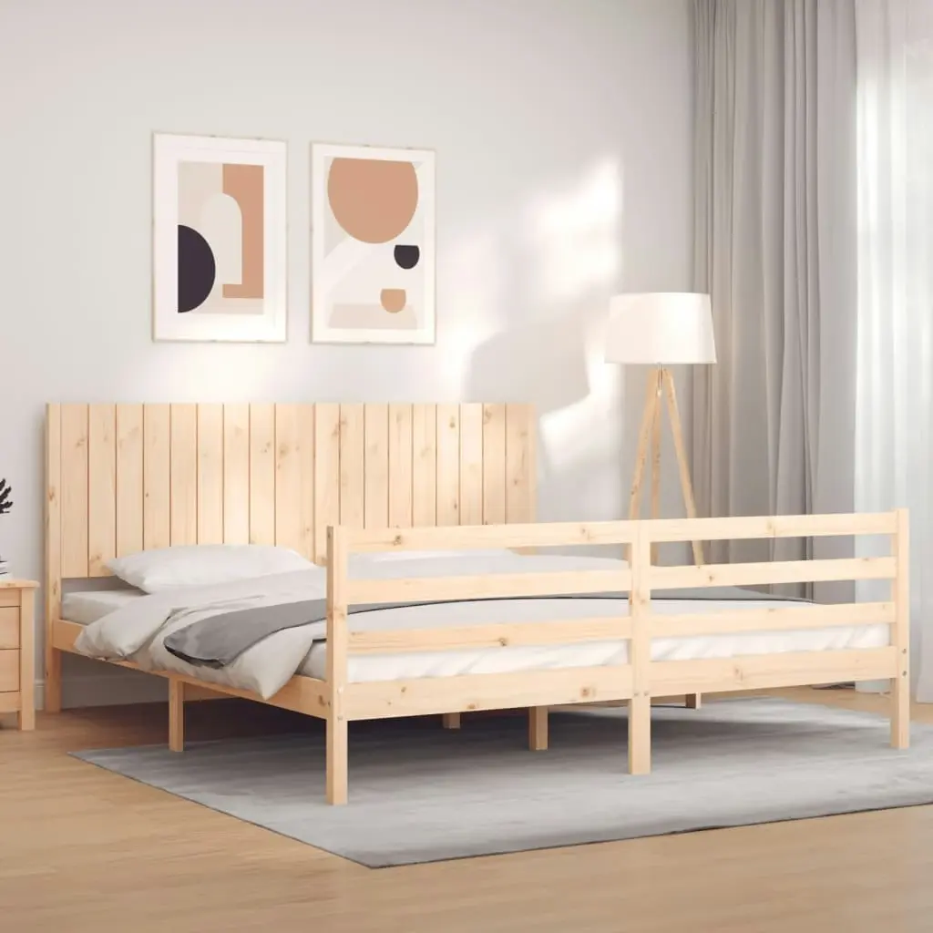 Bed Frame with Headboard 183x203 cm King Solid Wood 3194781