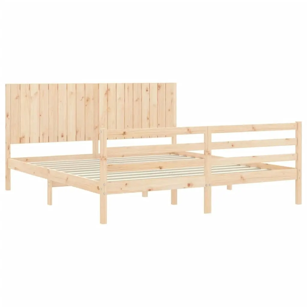 Bed Frame with Headboard 183x203 cm King Solid Wood 3194781