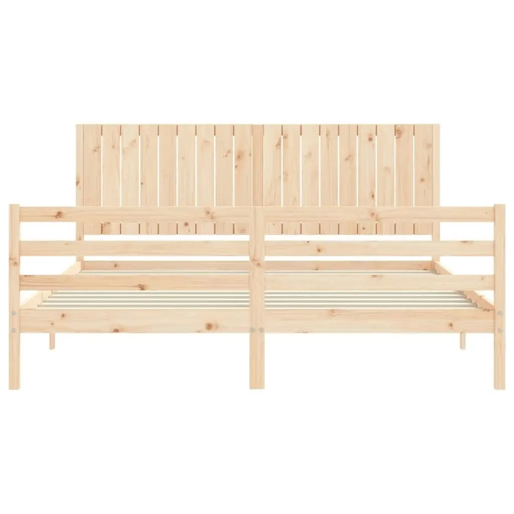 Bed Frame with Headboard 183x203 cm King Solid Wood 3194781