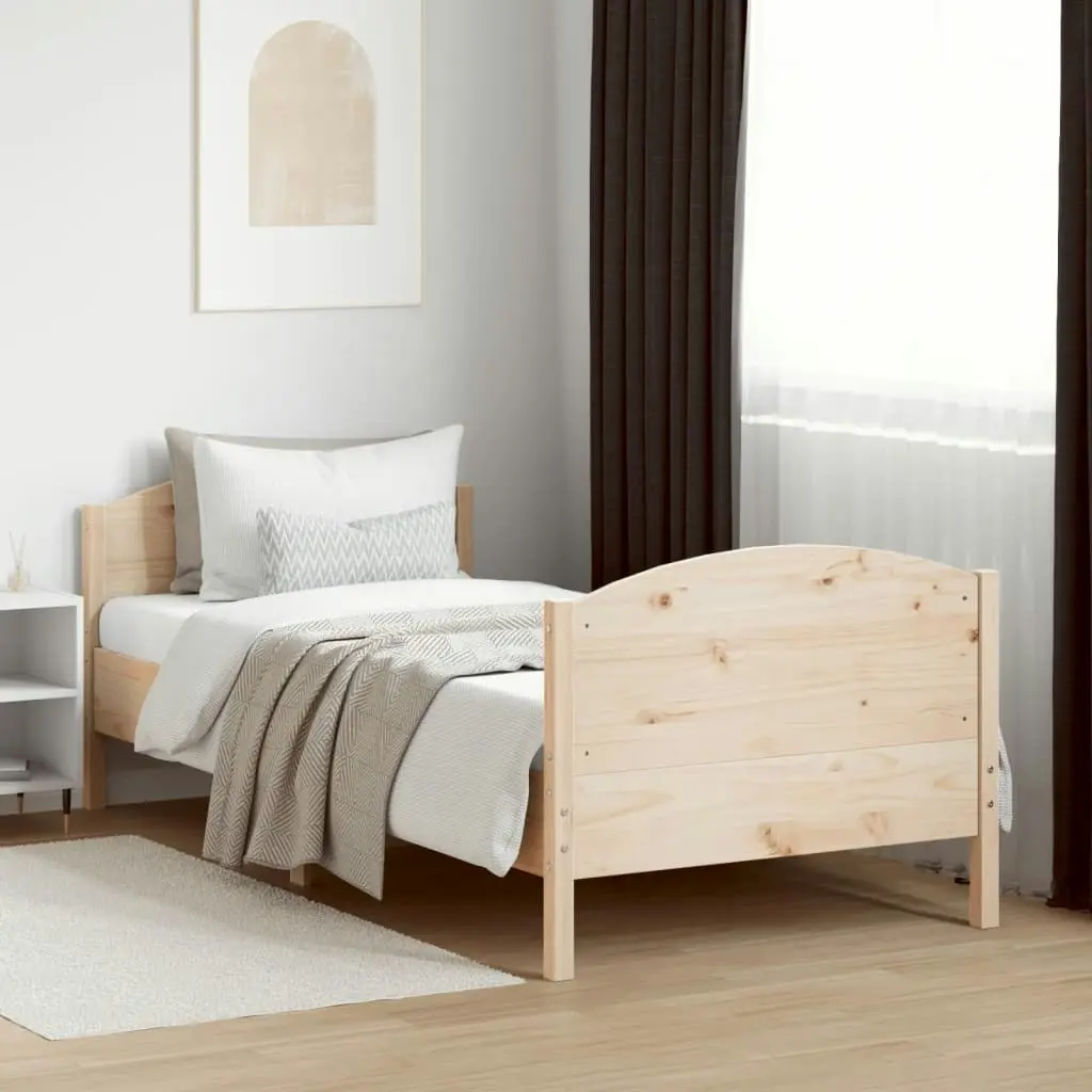 Bed Frame with Headboard 90x190 cm Solid Wood Pine 842570