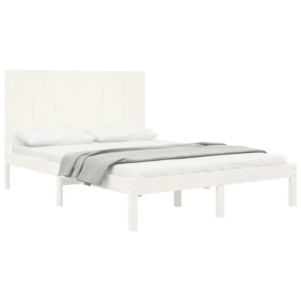 Bed Frame without Mattress White 150x200 cm Solid Wood Pine 3105736