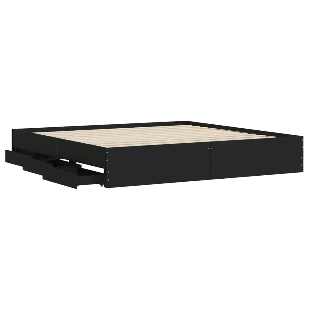 Bed Frame with Drawers Black 183x203 cm King Size Engineered Wood 3207253