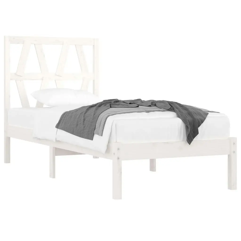 Bed Frame without Mattress White Solid Wood 90x190 cm 3103964