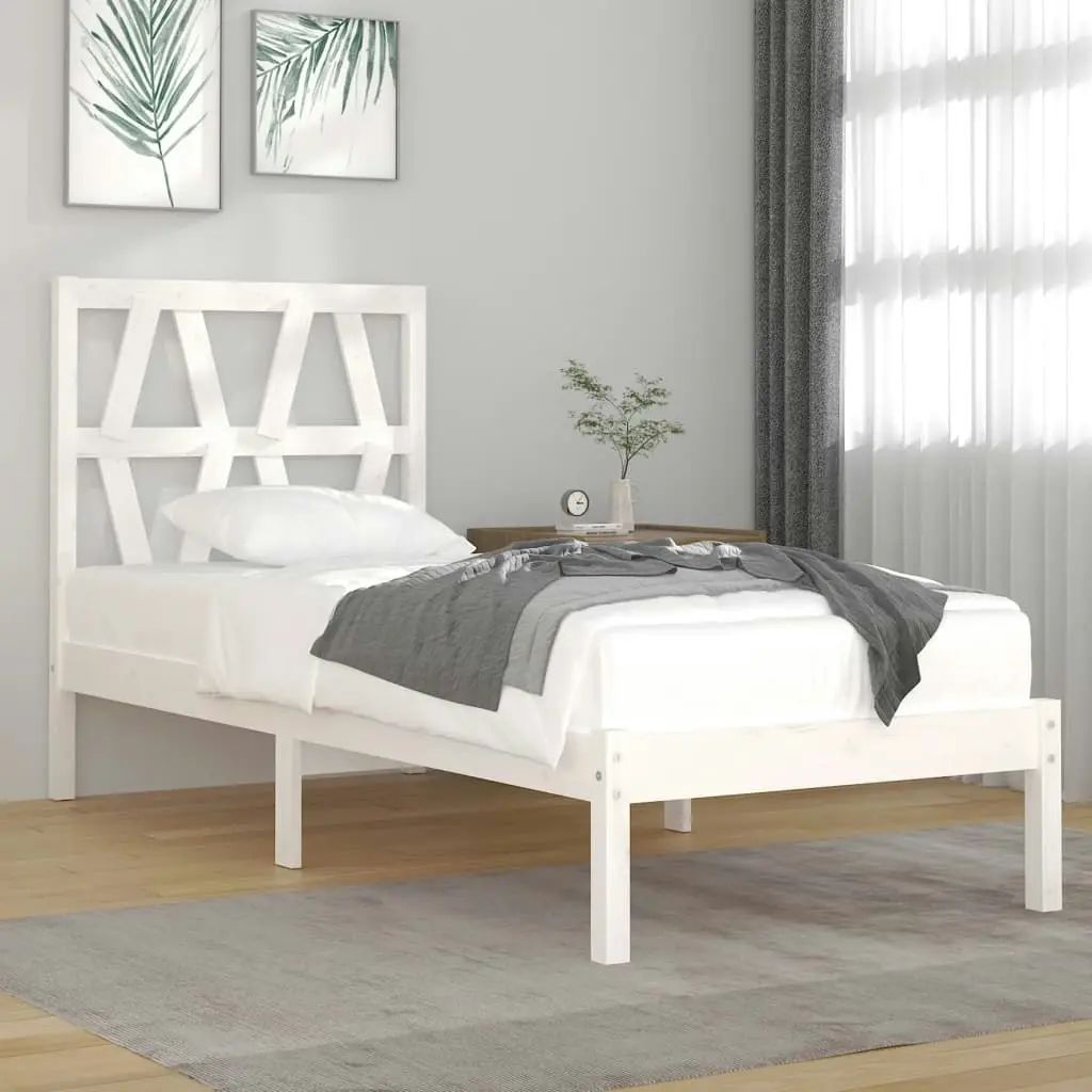 Bed Frame without Mattress White Solid Wood 90x190 cm 3103964