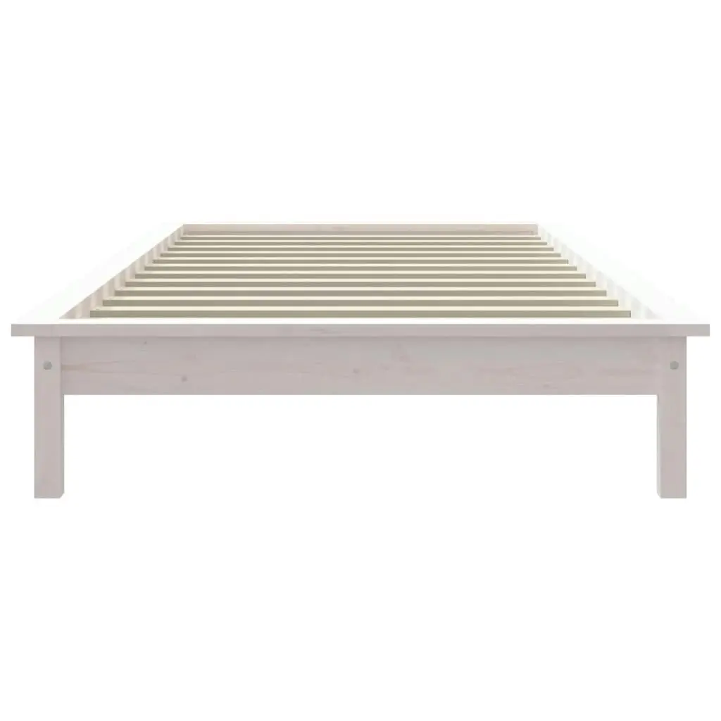 Bed Frame White 92x187 cm Single Size Solid Wood Pine 820572