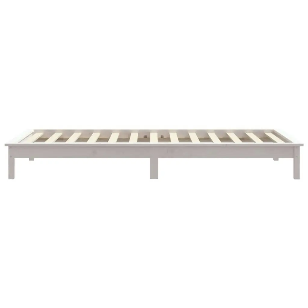 Bed Frame White 92x187 cm Single Size Solid Wood Pine 820572