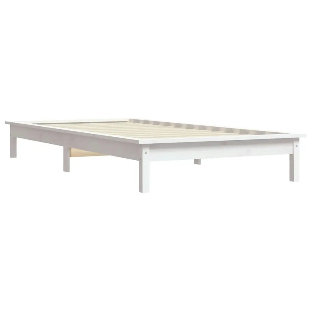 Bed Frame White 92x187 cm Single Size Solid Wood Pine 820572