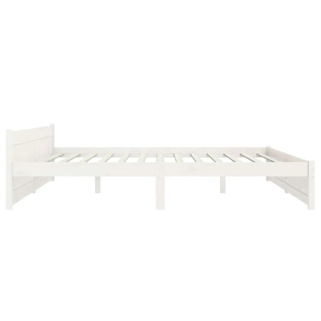 Bed Frame White Solid Wood 183x203 cm King Size 815060