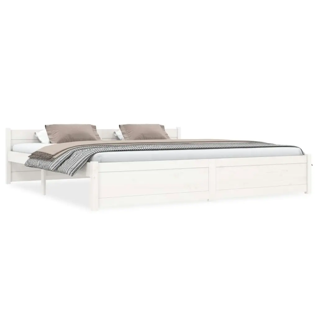 Bed Frame White Solid Wood 183x203 cm King Size 815060