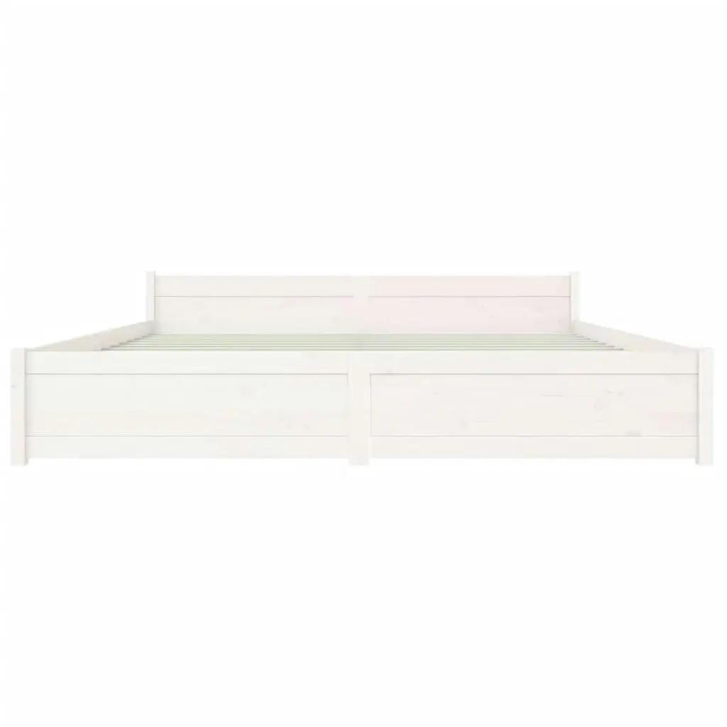 Bed Frame White Solid Wood 183x203 cm King Size 815060