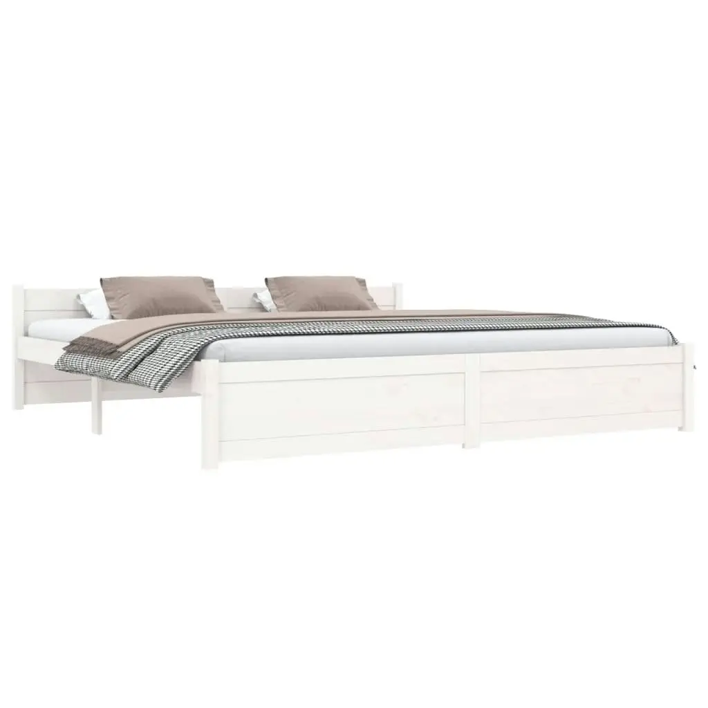 Bed Frame White Solid Wood 183x203 cm King Size 815060