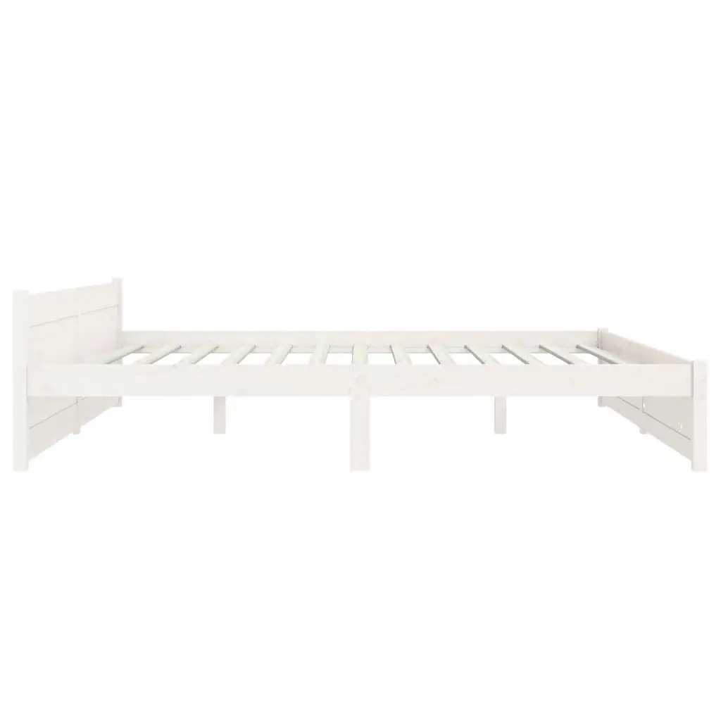 Bed Frame White Solid Wood 183x203 cm King Size 815060