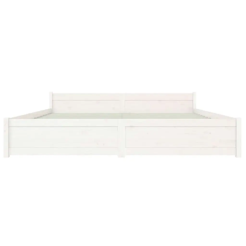 Bed Frame White Solid Wood 183x203 cm King Size 815060