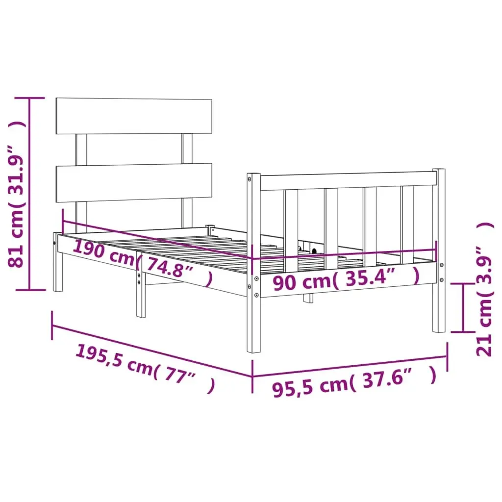 Bed Frame without Mattress 90x190 cm Solid Wood Pine 3193236