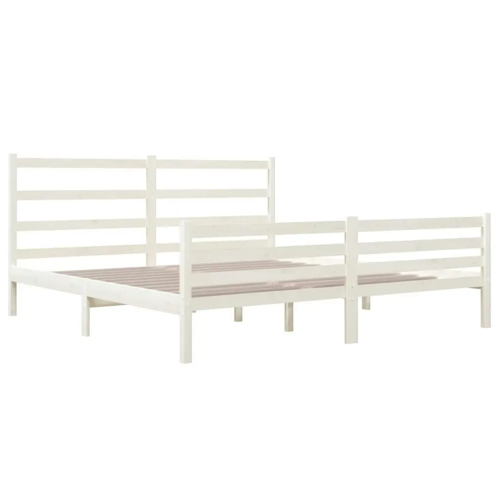 Bed Frame without Mattress White Solid Wood 183x203 cm King 3103729