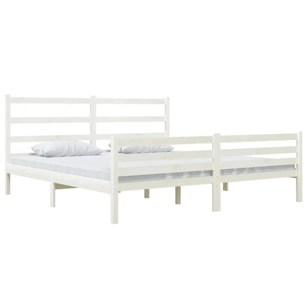 Bed Frame without Mattress White Solid Wood 183x203 cm King 3103729