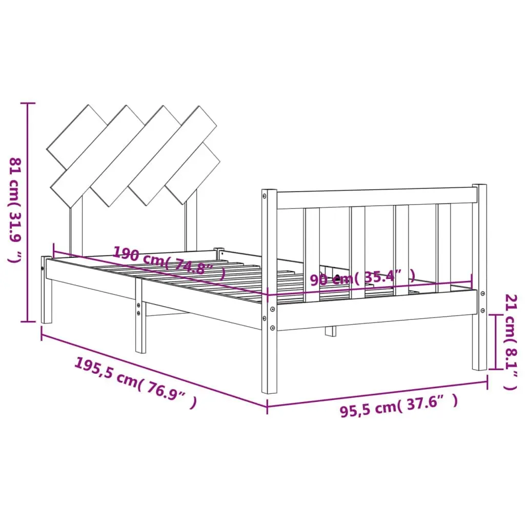 Bed Frame without Mattress 90x190 cm Solid Wood Pine 3193431