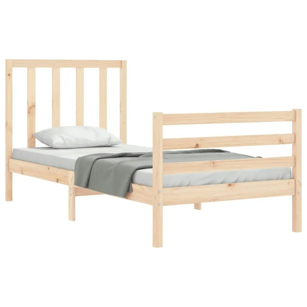 Bed Frame with Headboard 92x187 cm Single Size Solid Wood 3193756