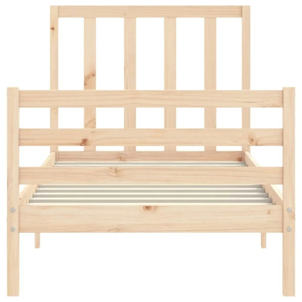 Bed Frame with Headboard 92x187 cm Single Size Solid Wood 3193756