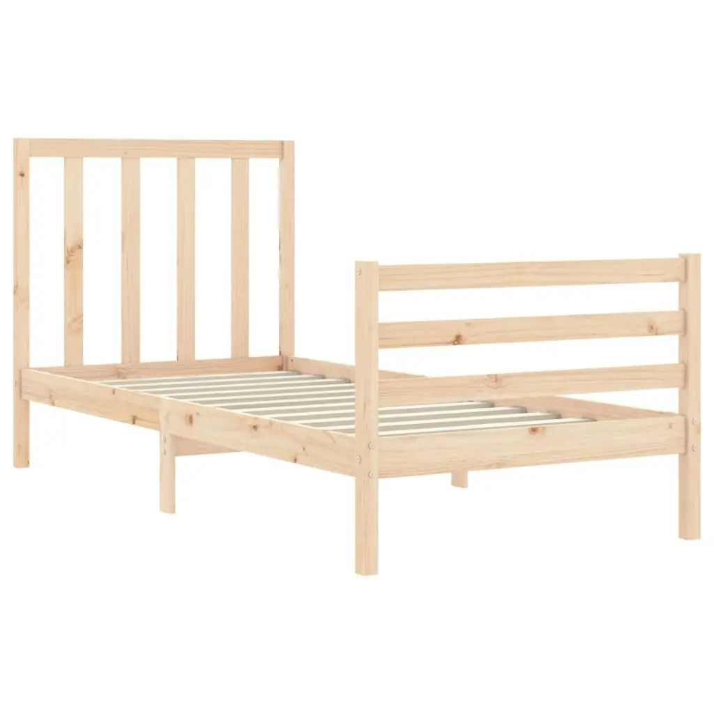 Bed Frame with Headboard 92x187 cm Single Size Solid Wood 3193756