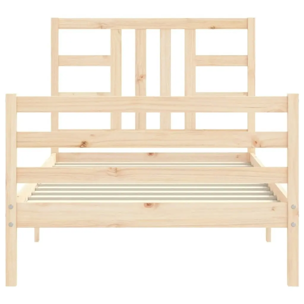 Bed Frame with Headboard 92x187 cm Single Size Solid Wood 3193886