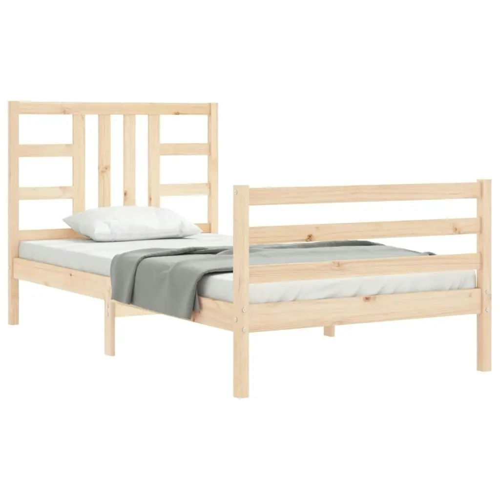 Bed Frame with Headboard 92x187 cm Single Size Solid Wood 3193886