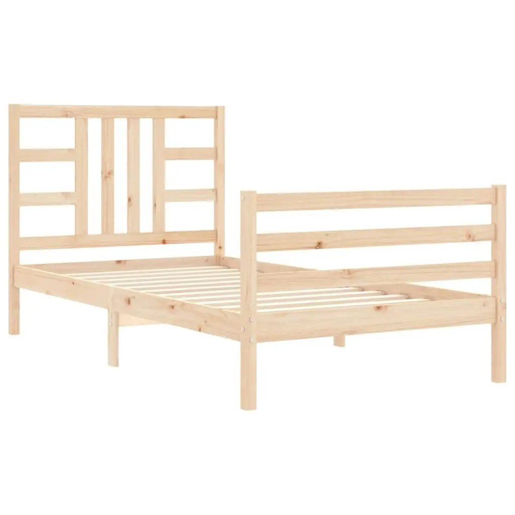 Bed Frame with Headboard 92x187 cm Single Size Solid Wood 3193886