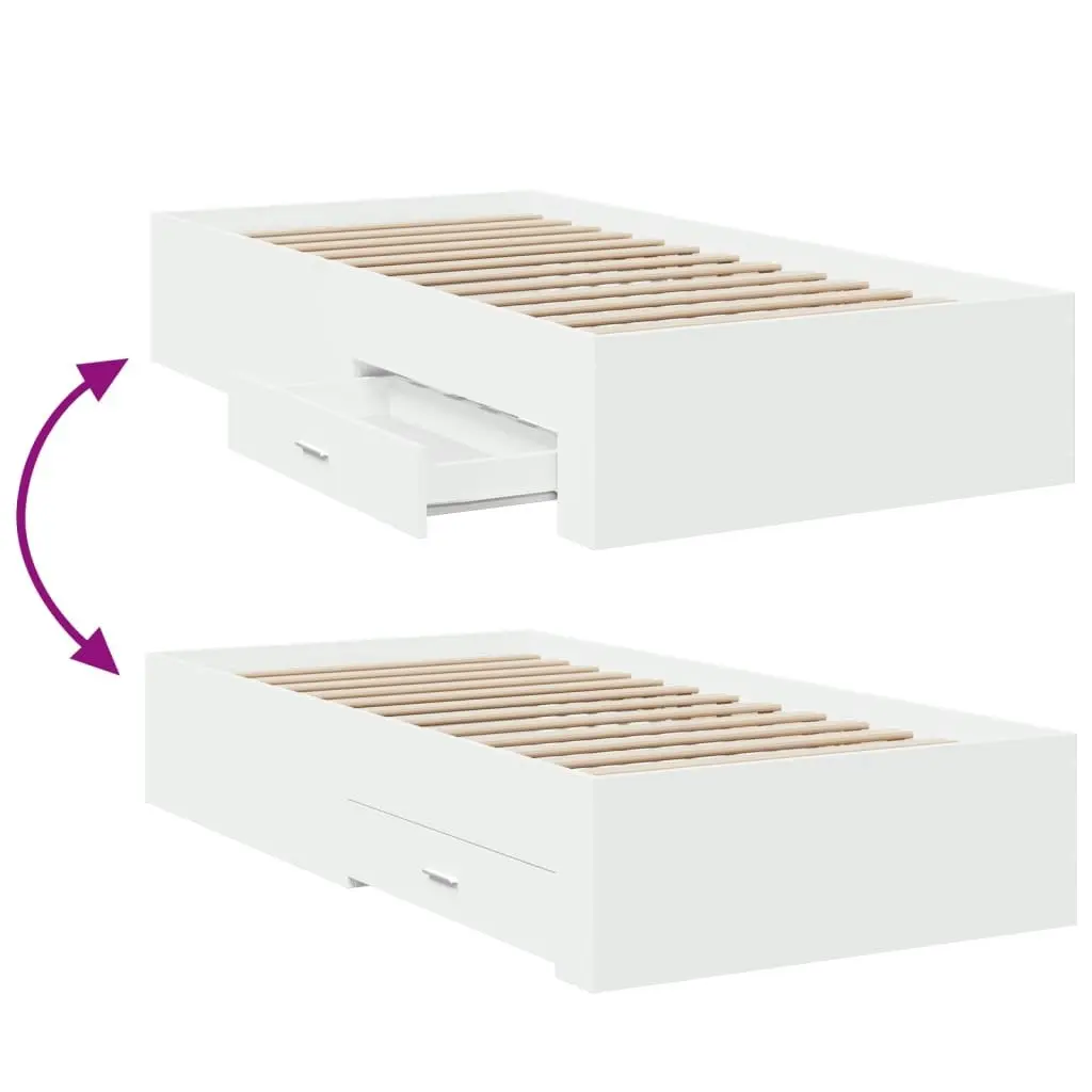 Bed Frame with Drawers without Mattress White 90x190 cm 3280433