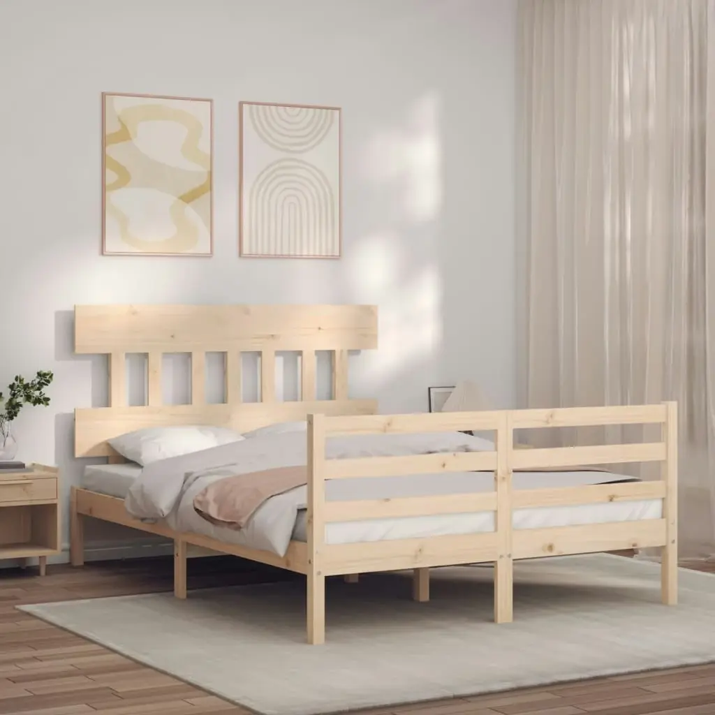 Bed Frame without Mattress 135x190 cm Solid Wood 3195131