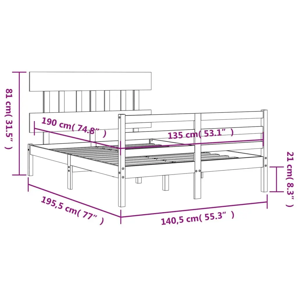 Bed Frame without Mattress 135x190 cm Solid Wood 3195131