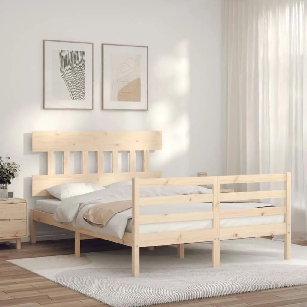 Bed Frame without Mattress 135x190 cm Solid Wood 3195131