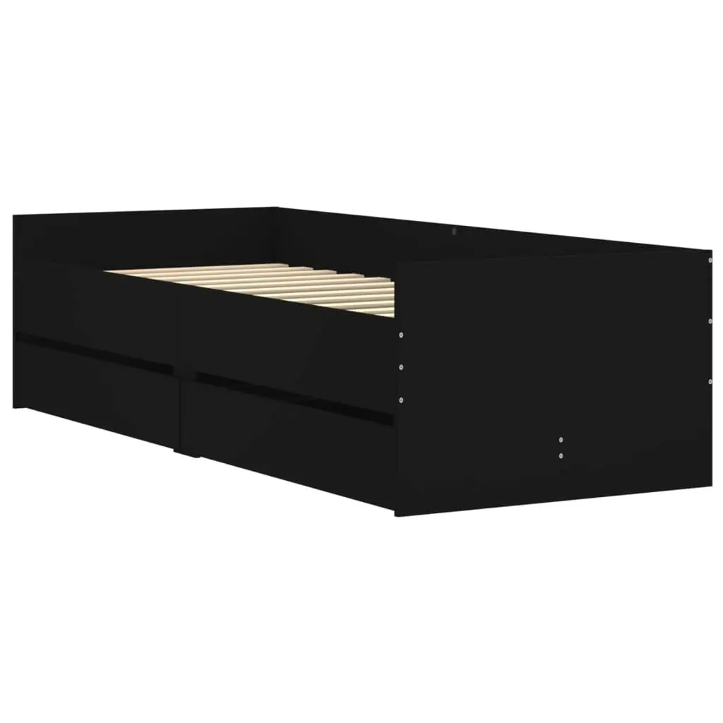 Bed Frame with Drawers without Mattress Black 90x190 cm 3207351