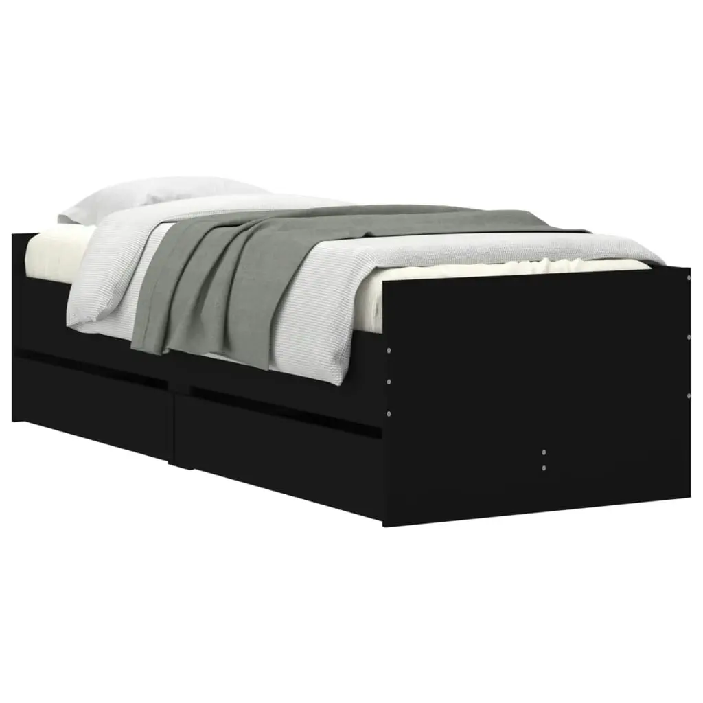 Bed Frame with Drawers without Mattress Black 90x190 cm 3207351